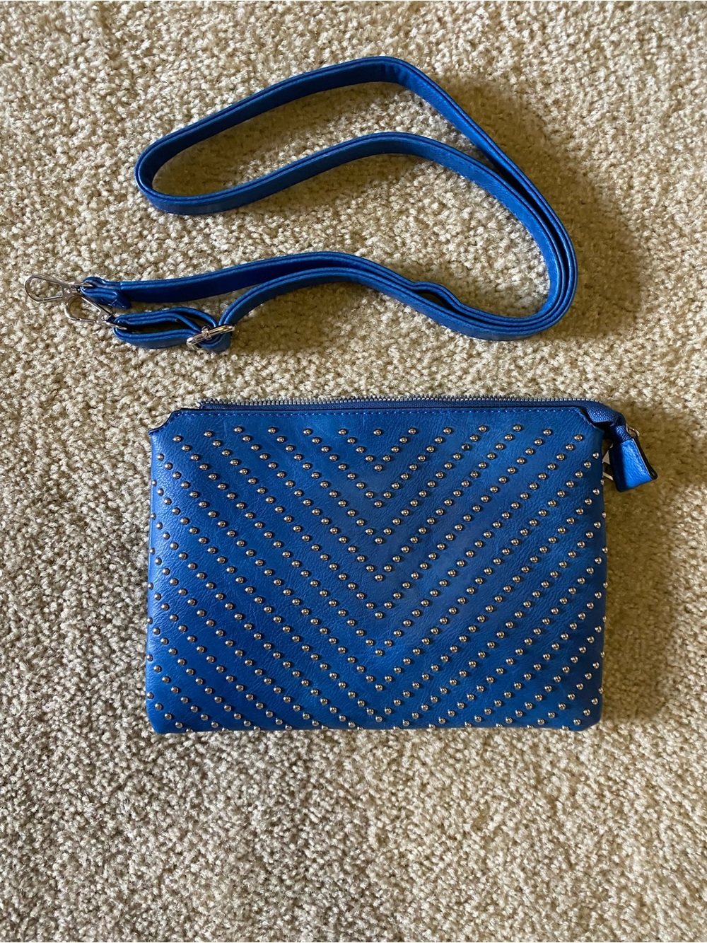 Cocco & Carmen Blue Studded Crossbody Clutch - Women's Shoulder Bag